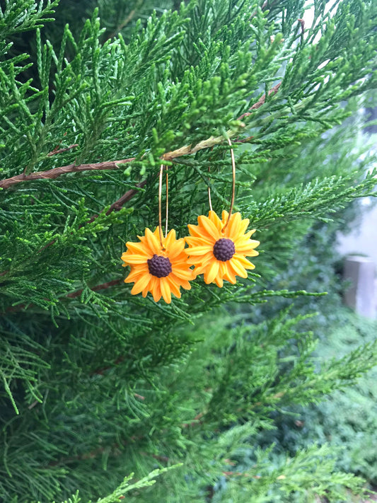 sunflower/daisy hoops