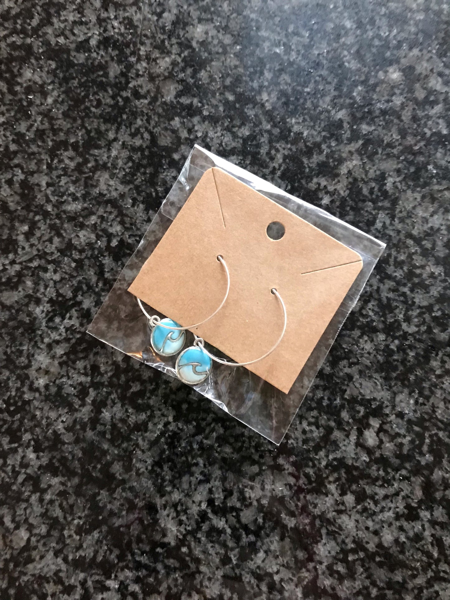 Waves blue on hoop earrings
