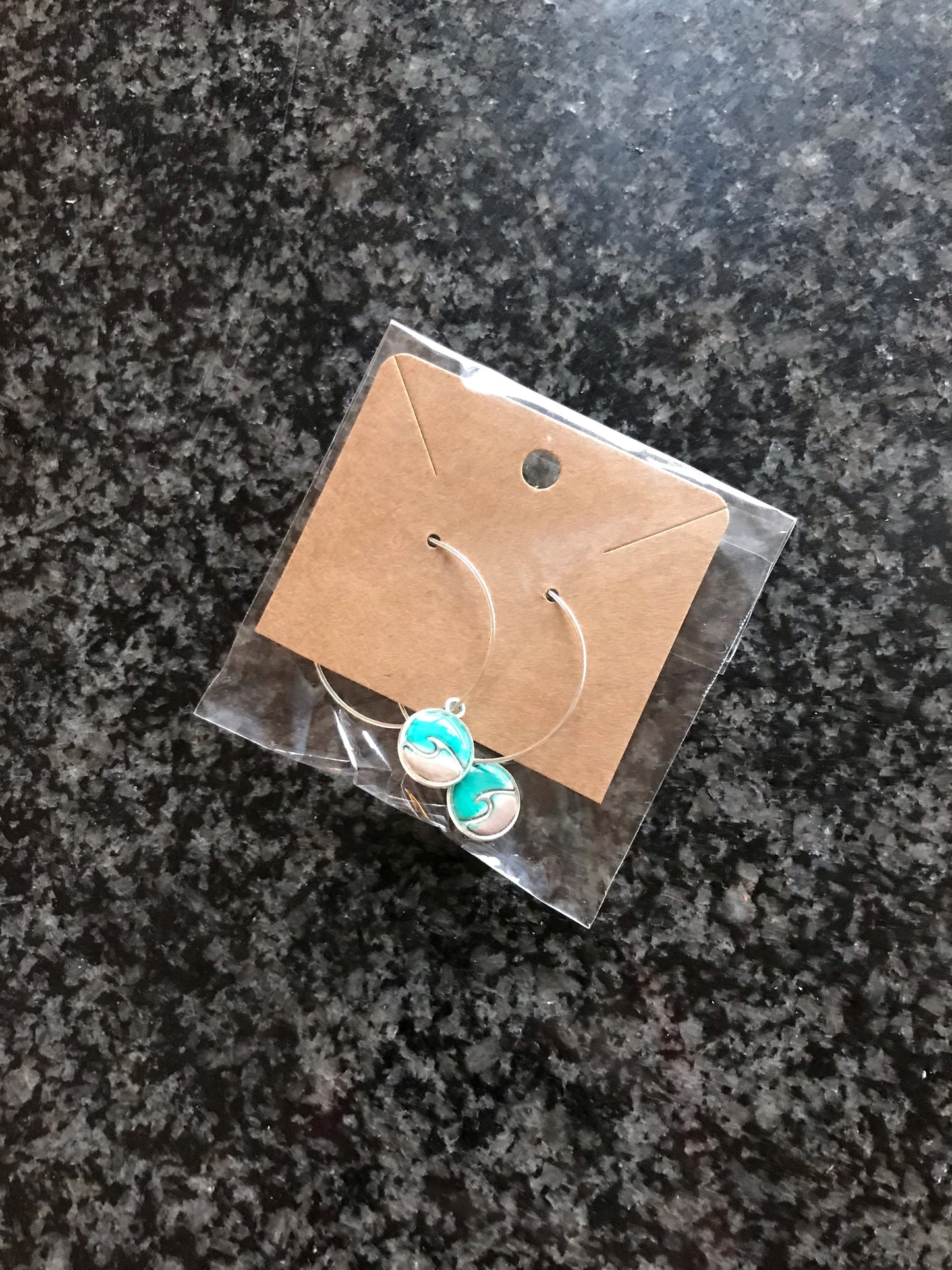 Waves turquoise on hoop earrings
